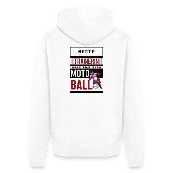 Motoball Trainerin Beste Motoballtrainerin Coach - Unisex Premium Bio Zip Hoodie - Weiß - Hinten - Thijin (182cm)