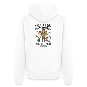 Erzieherin Alltag Chaos Humor - Unisex Premium Bio Zip Hoodie - Weiß - Hinten - Thijin (182cm)