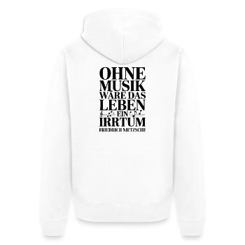 Ohne Musik wäre das Leben ein Irrtum - Nietzsche - Unisex Premium Bio Zip Hoodie - Weiß - Hinten - Thijin (182cm)