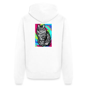 cat - Unisex Premium Organic Zip Hoodie - white - Back - Thijin (182cm)