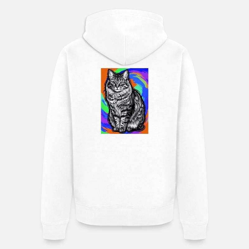 chat - Veste à capuche bio Premium Unisexe - blanc