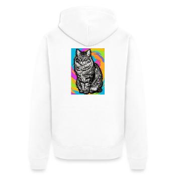 chat - Veste à capuche bio Premium Unisexe - blanc - Dos - Thijin (182cm)