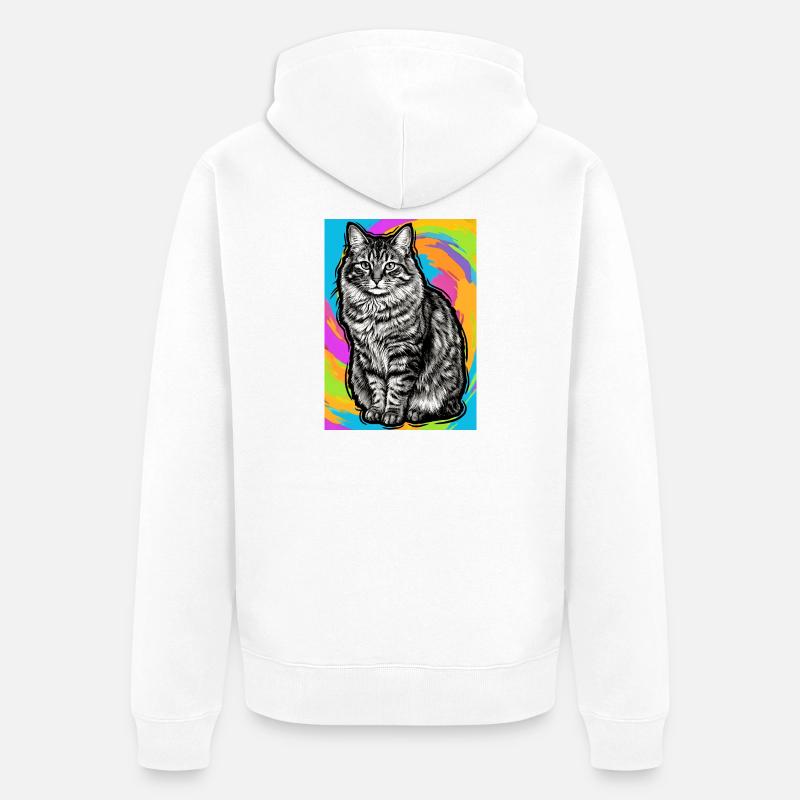 chat - Veste à capuche bio Premium Unisexe - blanc