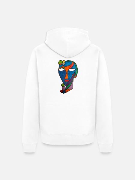 Cubist Mask River- Martina Eßer - Unisex Premium Organic Zip Hoodie - white