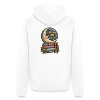 Rêve : Grande Classe Lune et Livres - Veste à capuche bio Premium Unisexe - blanc - Dos - Thijin (182cm)
