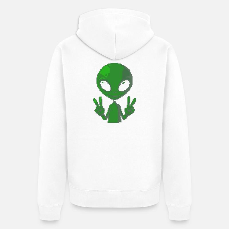 Signe de paix extraterrestre Pixel - Veste à capuche bio Premium Unisexe - blanc