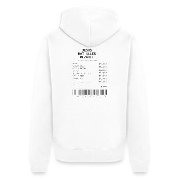Jesus hat bezahlt Quittung - Unisex Premium Bio Zip Hoodie - Weiß - Hinten - Thijin (182cm)