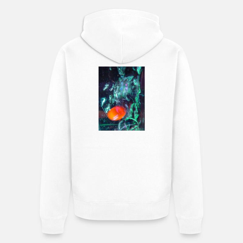 Nébuleuse néon avec Noyau Orange - Veste à capuche bio Premium Unisexe - blanc