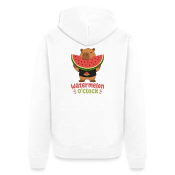 Watermelon O'Clock Cabybara - Unisex Premium Organic Zip Hoodie - white - Back - Thijin (182cm)