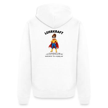 Lehrerin Superheldin Geschenkideen für Lehrkräfte - Unisex Premium Bio Zip Hoodie - Weiß - Hinten - Thijin (182cm)