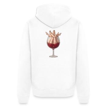 Legs in Wine Glass — Playful Cartoon - Unisex Premium Organic Zip Hoodie - white - Back - Thijin (182cm)
