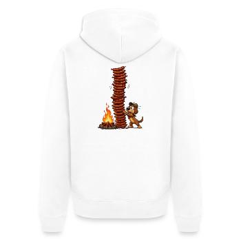 Wurststapel am Lagerfeuer - Unisex Premium Bio Zip Hoodie - Weiß - Hinten - Thijin (182cm)