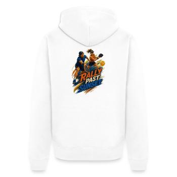 Sunset Rally - Unisex Premium Bio Zip Hoodie - Weiß - Hinten - Thijin (182cm)