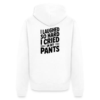 Ich habe so sehr gelacht, dass ich in die Hose geweint habe - Unisex Premium Bio Zip Hoodie - Weiß - Hinten - Thijin (182cm)