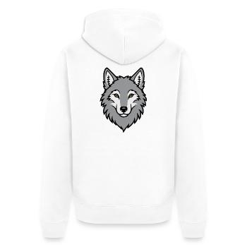 Tête de loup gris Nature sauvage Animal naturel - Veste à capuche bio Premium Unisexe - blanc - Dos - Thijin (182cm)