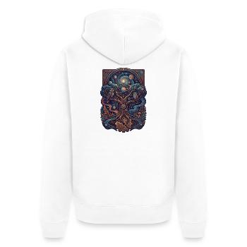 Kosmischer Lebensbaum - Unisex Premium Bio Zip Hoodie - Weiß - Hinten - Thijin (182cm)