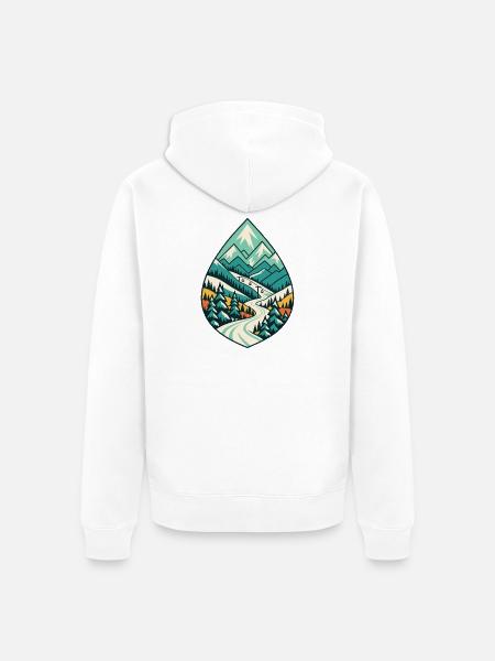 Teardrop Berglandschaft - Unisex Premium Bio Zip Hoodie - Weiß