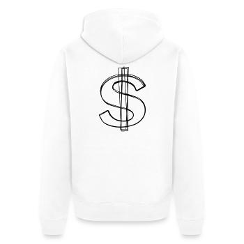 Dollarzeichen handgezeichnet - Unisex Premium Bio Zip Hoodie - Weiß - Hinten - Thijin (182cm)