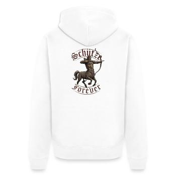 Schütze Krieger Tattoobogen - Unisex Premium Bio Zip Hoodie - Weiß - Hinten - Thijin (182cm)