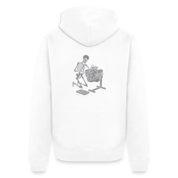 Skelettmechaniker in der Werkstatt - Unisex Premium Bio Zip Hoodie - Weiß - Hinten - Thijin (182cm)