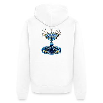 "Splash" - Unisex Premium Bio Zip Hoodie - Weiß - Hinten - Thijin (182cm)