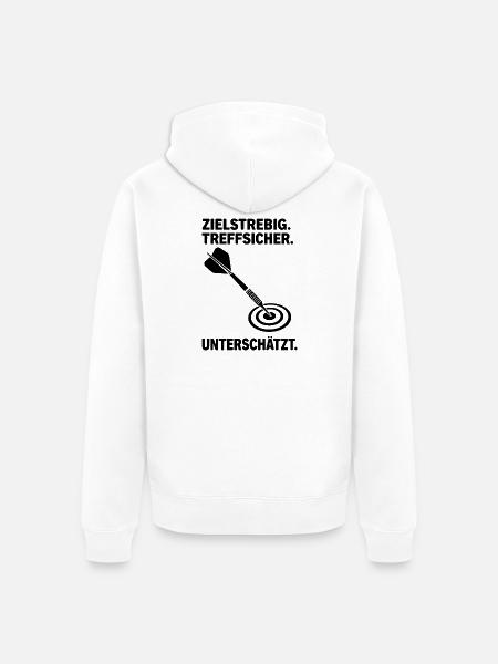 Unterschätzter Dartspieler Dartpfeil Bullseye - Unisex Premium Bio Zip Hoodie - Weiß