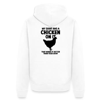 Huhn Shirt Humor - Unisex Premium Bio Zip Hoodie - Weiß - Hinten - Thijin (182cm)