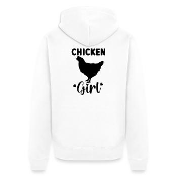Huhn Statement - Unisex Premium Bio Zip Hoodie - Weiß - Hinten - Thijin (182cm)