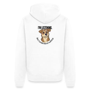 J’écoute le mème du chien - Veste à capuche bio Premium Unisexe - blanc - Dos - Thijin (182cm)