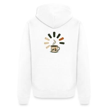 Dampfende Kaffeetasse - Unisex Premium Bio Zip Hoodie - Weiß - Hinten - Thijin (182cm)