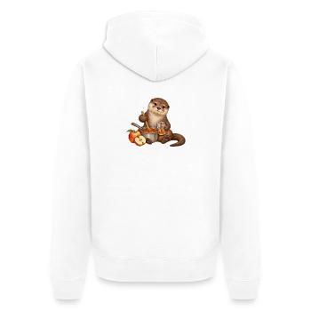 Otter kocht Apfelmarmelade - Unisex Premium Bio Zip Hoodie - Weiß - Hinten - Thijin (182cm)