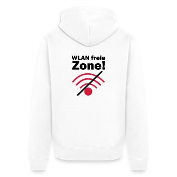 WLAN freie Zone! - Unisex Premium Bio Zip Hoodie - Weiß - Hinten - Thijin (182cm)