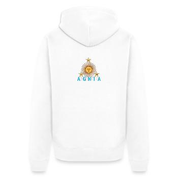 Argentinien 3 Sterne - Unisex Premium Bio Zip Hoodie - Weiß - Hinten - Thijin (182cm)