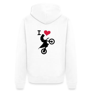 love jump - Unisex Premium Bio Zip Hoodie - Weiß - Hinten - Thijin (182cm)