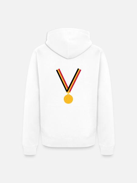 gold_medal_be_3_clr - Unisex Premium Organic Zip Hoodie - white