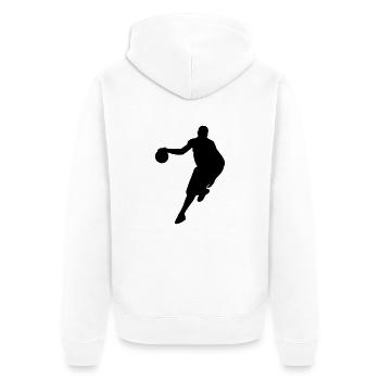 basketballer - Unisex Premium Bio Zip Hoodie - Weiß - Hinten - Thijin (182cm)