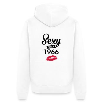 Sexy Since 1966 - Unisex Premium Bio Zip Hoodie - Weiß - Hinten - Thijin (182cm)
