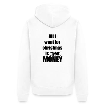 Weihnachten Lied Spruch Geld - Unisex Premium Bio Zip Hoodie - Weiß - Hinten - Thijin (182cm)