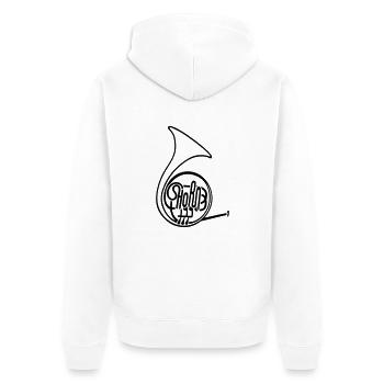 French Horn I - Unisex Premium Organic Zip Hoodie - white - Back - Thijin (182cm)