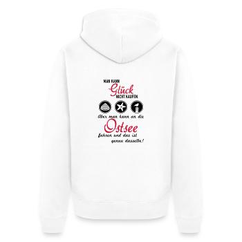 Glück Ostsee - Unisex Premium Bio Zip Hoodie - Weiß - Hinten - Thijin (182cm)