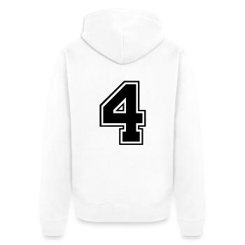 vier - Unisex Premium Bio Zip Hoodie - Weiß - Hinten - Thijin (182cm)