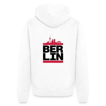 ber_lin - Unisex Premium Organic Zip Hoodie - white - Back - Thijin (182cm)