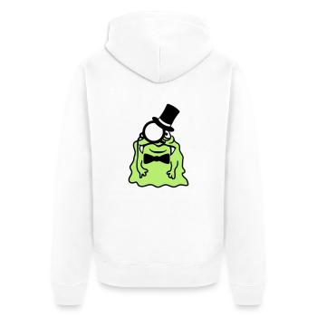 sir herr gentlemen zylinder monokel reich glibber - Unisex Premium Bio Zip Hoodie - Weiß - Hinten - Thijin (182cm)