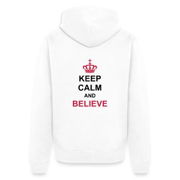 crown keep calm and believe poster royal king kr - Unisex Premium Organic Zip Hoodie - white - Back - Thijin (182cm)