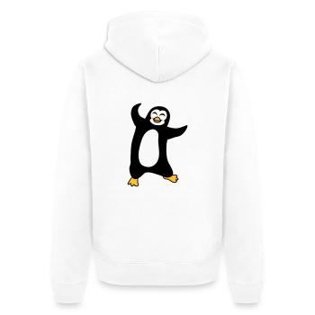 pinguin tanzen gluecklich froehlich vogel springen - Unisex Premium Bio Zip Hoodie - Weiß - Hinten - Thijin (182cm)