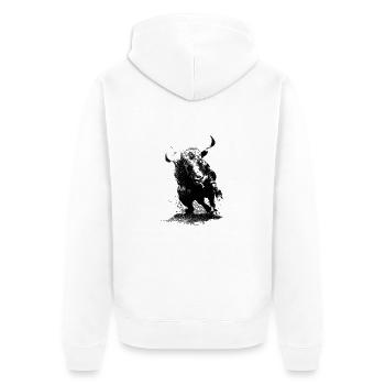 eltoro - Unisex Premium Bio Zip Hoodie - Weiß - Hinten - Thijin (182cm)