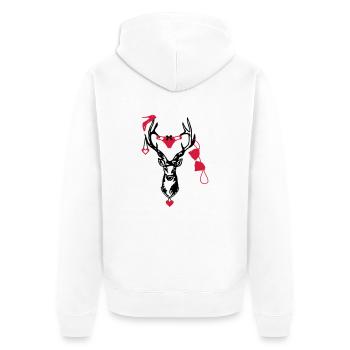 Wiesn Hirsch / / Junggesellenabschied - Unisex Premium Bio Zip Hoodie - Weiß - Hinten - Thijin (182cm)