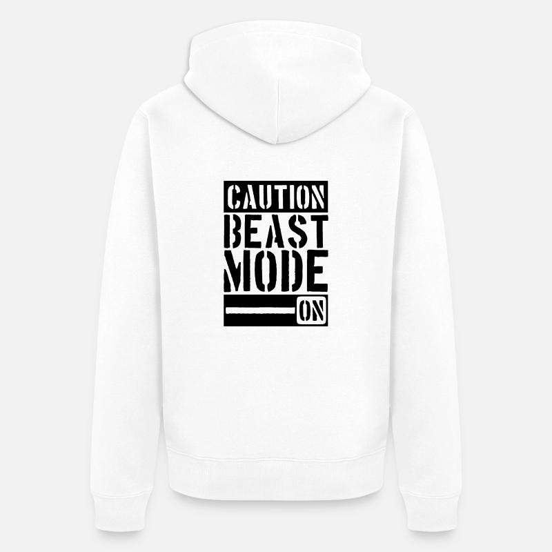 Caution Beast Mode On - Veste à capuche bio Premium Unisexe - blanc