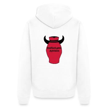 Teuflisch guter Apfelwein - Bembel Teufel - Unisex Premium Bio Zip Hoodie - Weiß - Hinten - Thijin (182cm)
