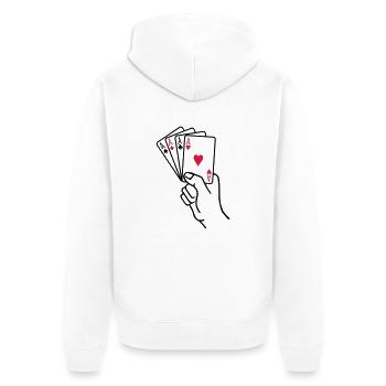 Poker - Unisex Premium Bio Zip Hoodie - Weiß - Hinten - Thijin (182cm)